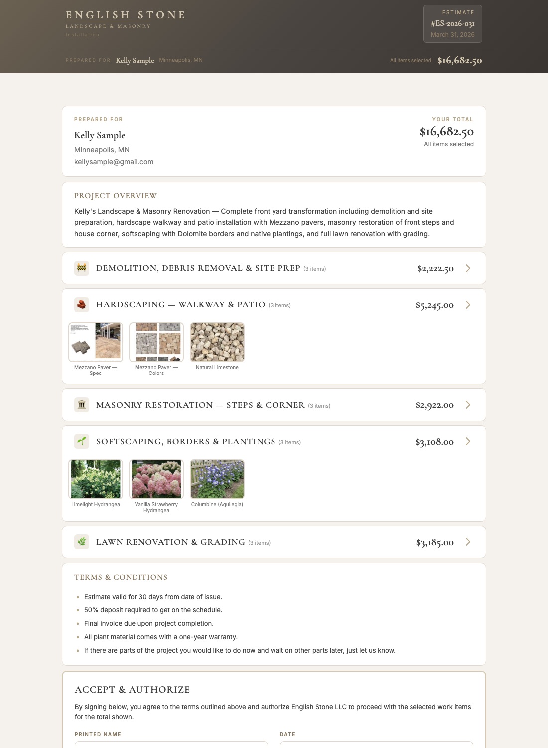 English Stone interactive proposal